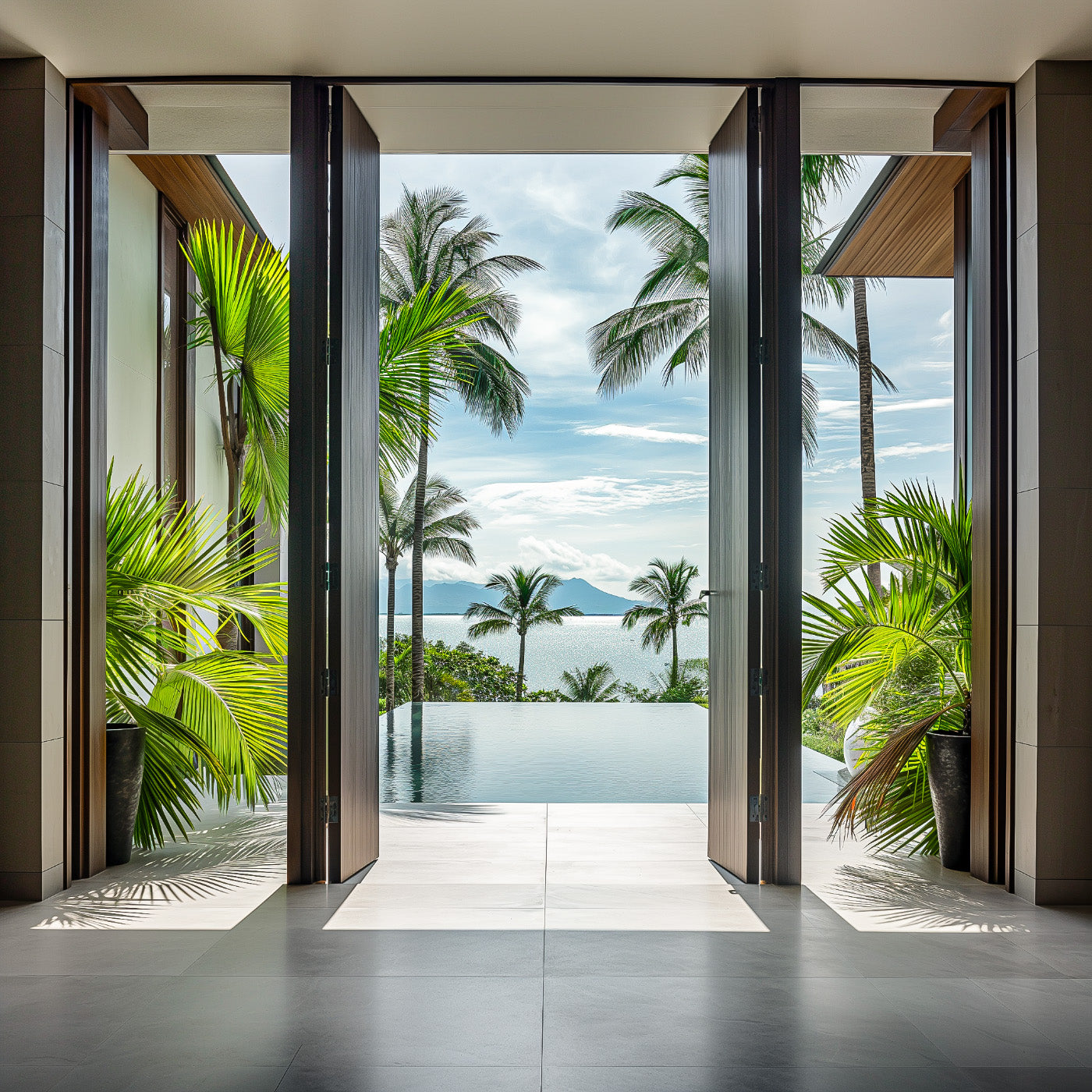 FORMSELECTION Villa Entrance with a Pool View